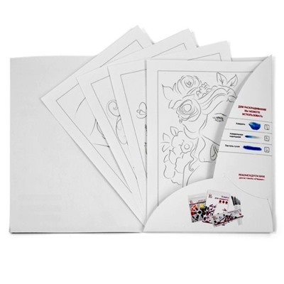 Раскраска-эскиз ПОРТРЕТЫ 10 листов А4 акварельная бумага, 200 гр, в папке