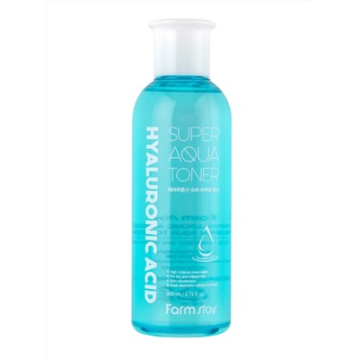 FARMSTAY - ТОНЕР ДЛЯ ЛИЦА С ГИАЛУРОНОВОЙ КИСЛОТОЙ HYALURONIC ACID SUPER AQUA TONER, 200 ML