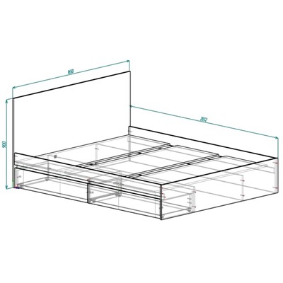Кровать 1600 с ящиками и основанием Мадера, с/м 1600х2000, Белый