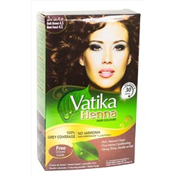 Хна для волос - Темно-коричневый цвет - Vatika Dark Brown henna, 6*10 гр