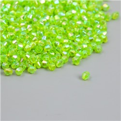 Бусины для творчества пластик "Ромб-кристалл голография зелень" набор 20 гр 0,4х0,4 см