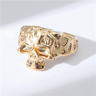 Кольцо «Настроение» череп, цвет золото, безразмерное