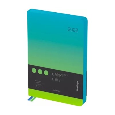 Ежедневник датированный на 2022 год, Radiance, А5, 184 листа, зеленый/голубой