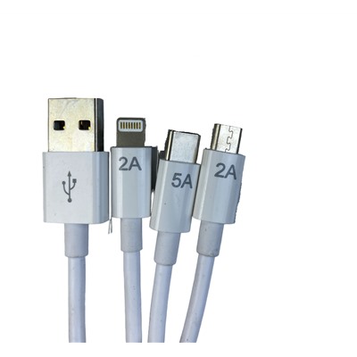 Кабель 4в1, USB - micro-USB/Lightning/USB Type-C...длина1м20см