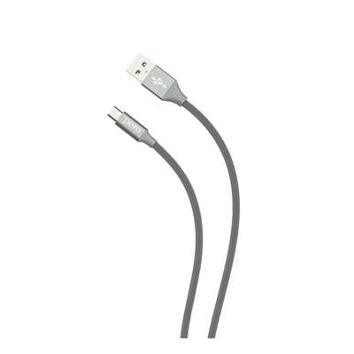 Кабель PERO DC-02, microUSB - USB, 2 А, 1 м, тканевая оплетка, серый