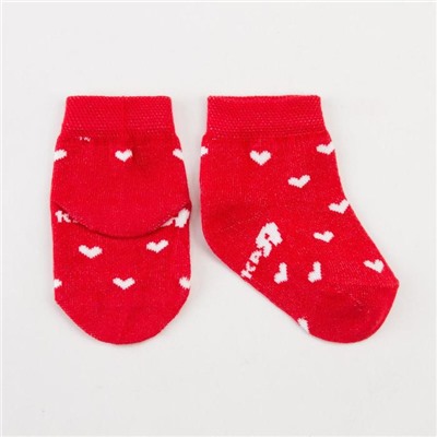 Носки детские Крошка Я «Сердечки», цвет красный, 10-12 см