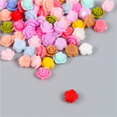 Декор для творчества пластик "Цветные розочки" набор 100 шт МИКС 0,6х0,6 см
