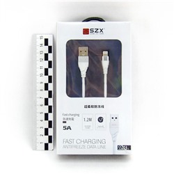 Кабель USB/8 pin SZX SS213 1.2м цв.ассорти(5.0A,круглый,силикон,коробка)