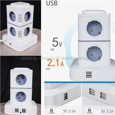 Сетевой фильтр 8 розеток 4USB (96)