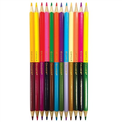 Набор цв. карандашей двухсторонние 12 штук, 24 цвета, шестигранные, дерево  Каляка-Маляка д