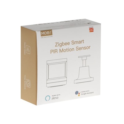 Датчик движения MOES ZB-IS, Zigbee, ИК, угол 150°, Push-уведомления, до 7м, CR2450