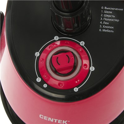 Отпариватель Centek CT-2372, напольный, 2200 Вт, 1500 мл, 45 г/мин, шнур 1.7 м, малиновый