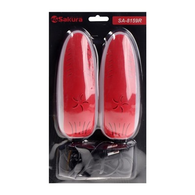 Сушилка для обуви Sakura SA-8159R, 75°С, пластик, подсветка, красный