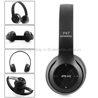 Беспроводные наушники P47 Wireless Headphones Black (15)