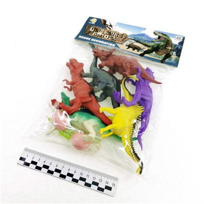 Динозавр набор Dinosaur World (6видов+аксессуары)(№JX604-606) в пакете
