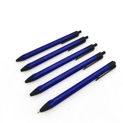 Ручка шариковая автоматическая синяя. Трехгранный синий корпус. 0.7мм. арт.A6. 1\50