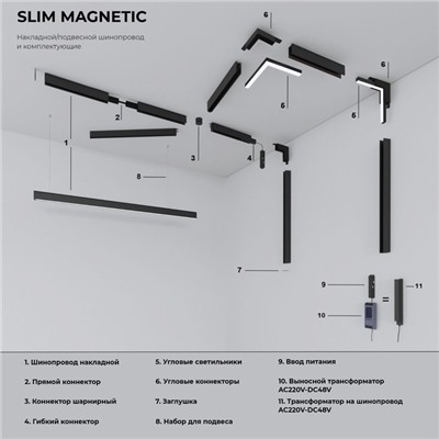 Трековый светильник Elektrostandard, Slim Magnetic, 41х22х45 мм, 4Вт, LED, 204Лм, 4200К, цвет чёрный