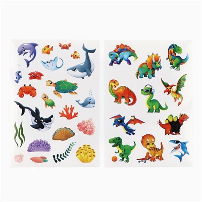 Набор детских наклеек с раскраской «Эра динозавров», 33 шт, 14.5 х 21 см