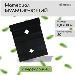 Материал мульчирующий, с перфорацией, 10 × 0,8 м, плотность 80 г/м², спанбонд с УФ-стабилизатором, чёрный, Greengo, Эконом 20%