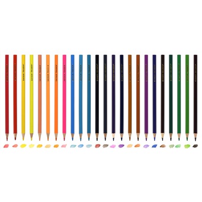 Набор акварельных цветных карандашей 24 цвета с кистью, шестигранные, дерево, 3+Каляка-Маляка