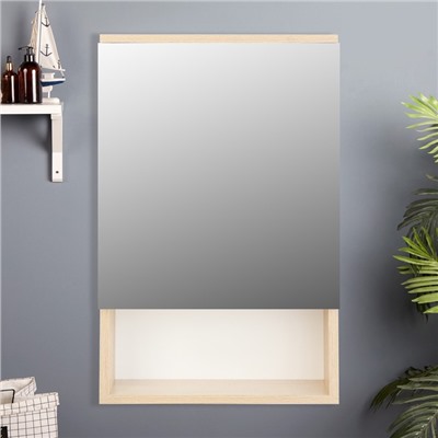 Зеркало-шкаф для ванной комнаты "Вена 50" белый/сонома, 50 х 70 х 13,6 см