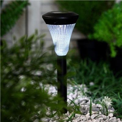 Садовый светильник на солнечной батарее «Рифлёный конус», 7 × 31 × 7 см, 1 LED, свечение белое