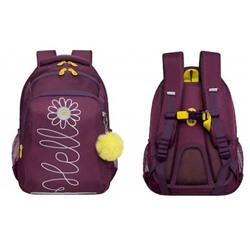 Рюкзак школьный RG-361-3/4 "Ромашка" фиолетовый 27х40х20 см GRIZZLY