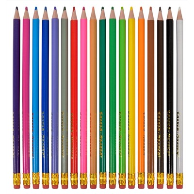 Набор цветных карандашей 18 цветов стираемые, с ластиком, трехгранные, пластиковые Каляка-Маляка