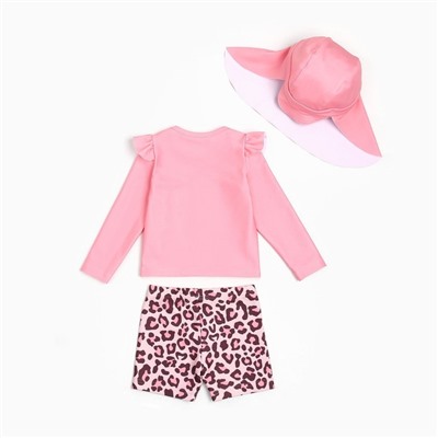Купальник детский (лонгслив, шортики и панамка) Крошка Я "Лео", рост 80-86 см, цвет розовый