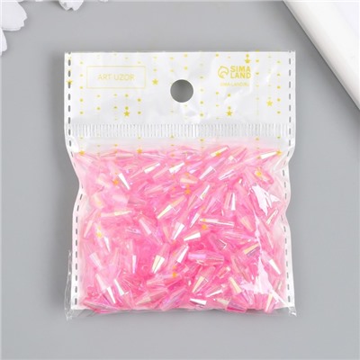 Бусины для творчества пластик "Ромб-кристалл голография розовый" набор 20 гр 0,6х0,6х1,2 см   989630