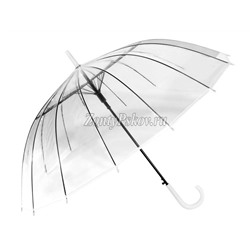 Прозрачный зонт трость Popular, 16 спиц!!! полуавтомат, арт.012