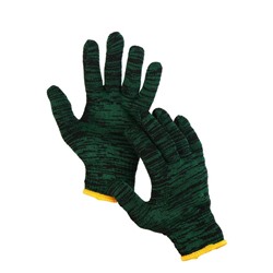 Перчатки рабочие, х/б, вязка 10 класс, 4 нити, размер 9, зелёные, «Двойные»