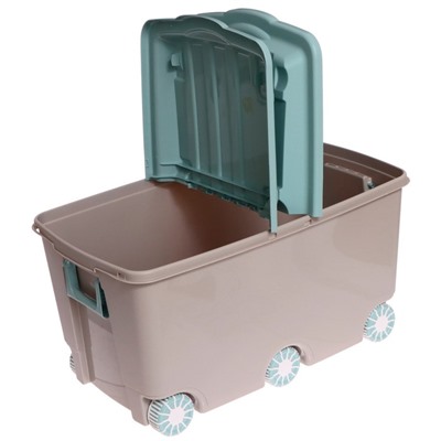 Ящик для игрушек на колёсах, 66,5 л., 68,5 × 39,5 × 38,5 см, цвет светло-бежевый