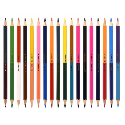 Набор цветных карандашей двухсторонние 18 штук, 36 цветов, шестигранные, дерево