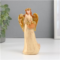Сувенир полистоун "Девушка-ангел и золотая рожь в корзинке" 4,3х6,7х15,5 см