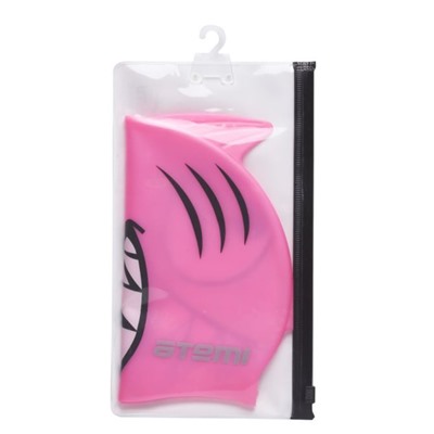 Шапочка для плавания Атеми FC204, силикон детская, рыбка, цвет розовый