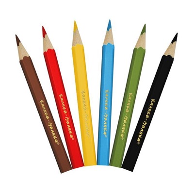 Набор цветных карандашей 6 цветов, короткие шестигранные, дерево,  3+