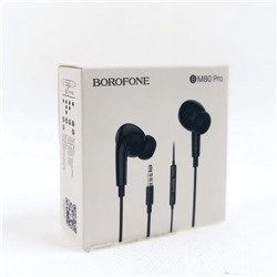 Наушники вкладыши Borofone BM80 Pro с микрофоном цв.черный(кабель 1.2м,mini-кор)