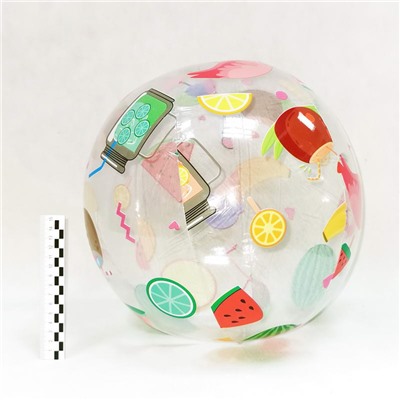 ЛЕТО: Надувной мяч-пляжный прозрачный с рисунком (в ассортименте) (D=30см)