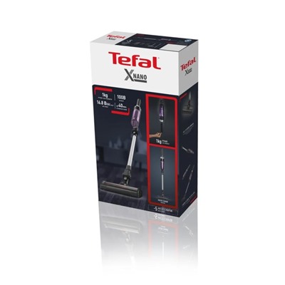 Пылесос Tefal TY1129WO, вертикальный, 100 Вт, контейнер 0.4 л, АКБ, серо-фиолетовый