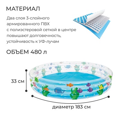 Бассейн надувной «Подводный мир», 183 х 33 см, 51005 Bestway