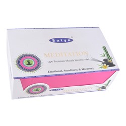 Satya-15-BL Блок благовоний Premium Meditation (Медитация премиум) 12 упаковок по 15 грамм