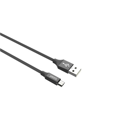 Кабель PERO DC-02, microUSB - USB, 2 А, 1 м, тканевая оплетка, черный