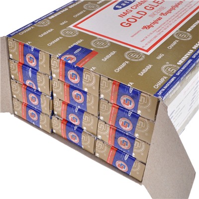 Satya-15-BL Блок благовоний Gold Gleam (Золотой отблеск) 12 упаковок по 15 грамм