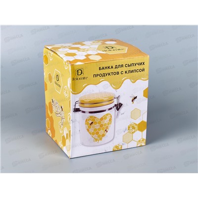 Банка для сыпучих продуктов (клипс) Honey 630мл, 14*10*14,5см, L2520968 под. упак. *24