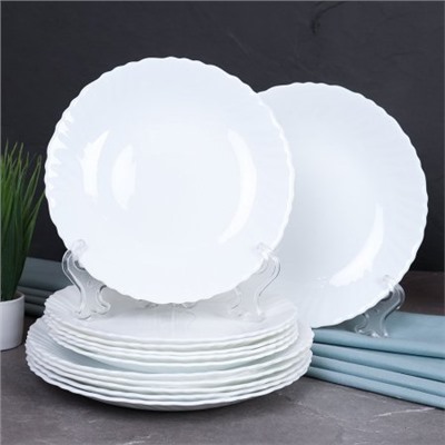 Столовый набор 20 предметов белый с овальным блюдом 305 мм А /20/758568120 (WHITE) /уп 2/ Форма тюльпан