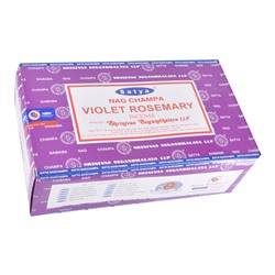 Satya-15-BL Блок благовоний Violet Rosemary (Фиалка и розмарин) 12 упаковок по 15 грамм