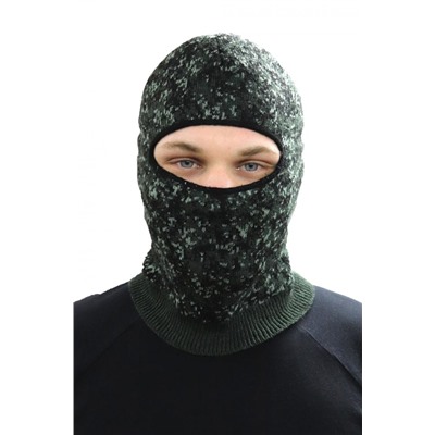 Шапка-маска вязаная (Балаклава) Б-5 (Пиксели зеленый)