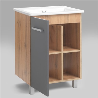 Комплект мебели для ванной комнаты: Тумба "Квадро 60" + раковина "Элина 60", 60 х 81 х 47 см