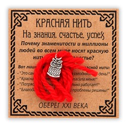 KN019-3 Красная нить На знания, счастье, успех, серебр. (сова)